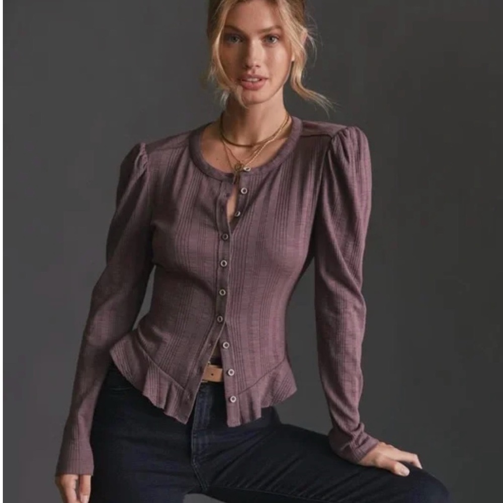 Women’s Top - Pilcro by Anthropologie - size xxs - purple color - long sleeves